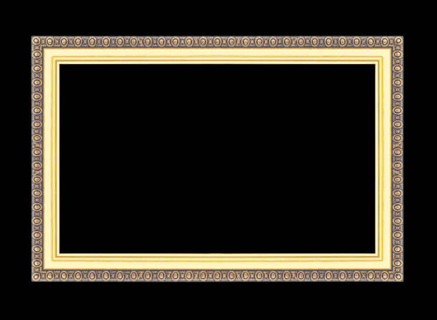 Gold picture frames. Isolated on black background
