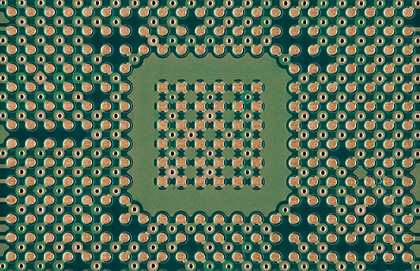 Gold plated circuit board closeup stock photo