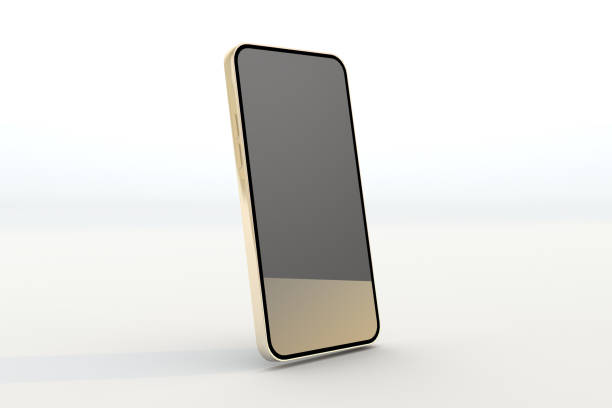 Gold smartphone mockup display stock photo