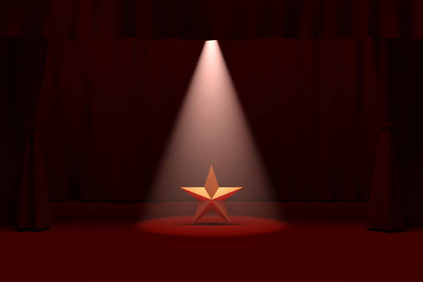 Gold Star on Stage stock photo