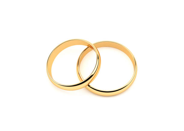 Gold Wedding Rings.On White Gold Wedding Rings.On White.With Clipping Path wedding ring stock pictures, royalty-free photos & images