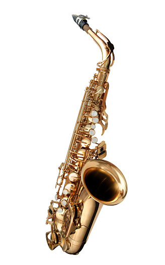 Alto Saxophone woodwind instrument isolated over white