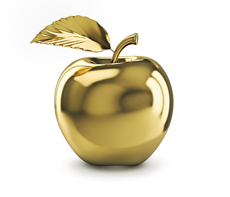 金色蘋果被隔離在白色背景上照片檔及更多健康飲食照片 Istock