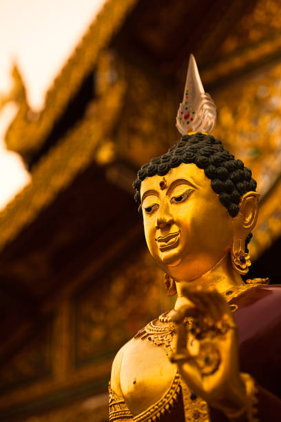 Golden Buddha in Chiang Rai, Thailand stock photo
