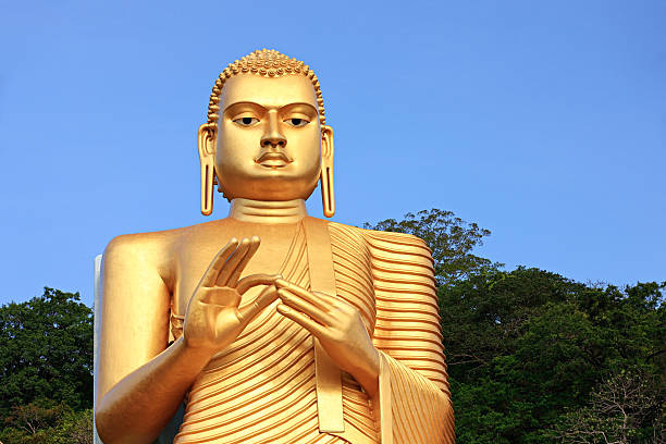 Golden Buddha Statue, Dambulla, Sri Lanka Golden Buddha Statue in Dambulla. Major attractions of the city include the largest and best preserved cave temple complex of Sri Lanka.  http://bem.2be.pl/IS/sri_lanka_380.jpg dambulla stock pictures, royalty-free photos & images