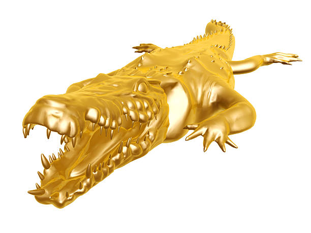 golden crocodile stock photo