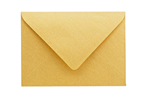 Golden envelope isolated. stock photo
