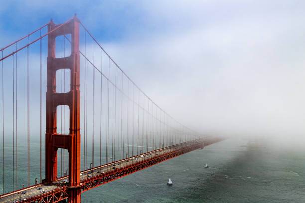 Golden Gate Bridge Disappearing into the Fog stock photo