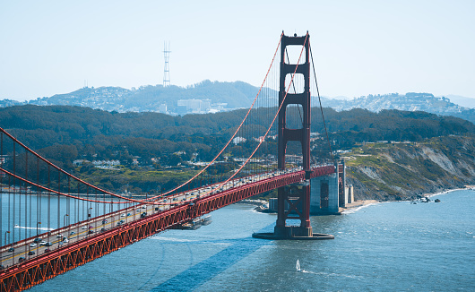 The Golden Gate Bridge in San Francisco seen a bright morning in California, USA.