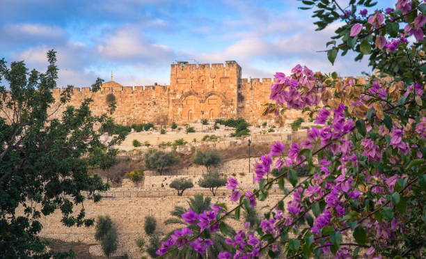 golden gate, eski şehir kudüs - jerusalem stok fotoğraflar ve resimler
