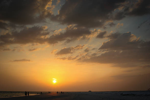 Golden hour on the beach stock photo