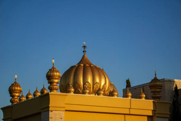 Golden Sikh Gurdwaras (Gumbads) Dome Mounted on Temple - Gurudwaras Dome Made of Fiber Glass stock photo