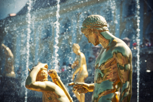 Golden statues in Peterhof