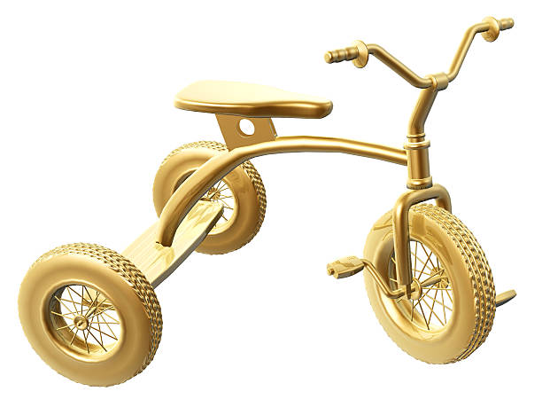 golden tricycle stock photo