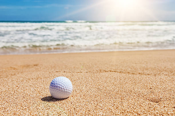 Golf Ball on Beach stock photo