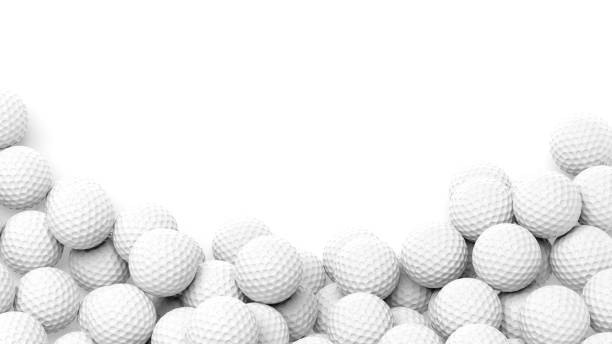 Golf balls pile Golf balls pile with copy-space isolated on white background golf ball stock pictures, royalty-free photos & images