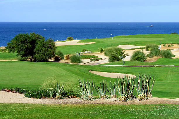 Golf course by the sea Algarve golf coastal scenario, Portugal algarve photos stock pictures, royalty-free photos & images