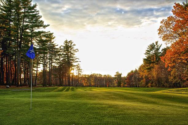 Golf Course Sunset in Autumn stock photo