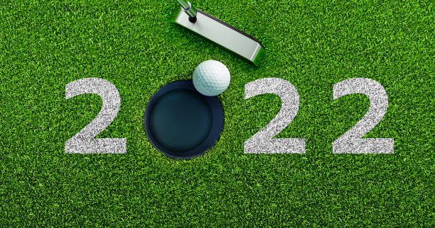 Golf Motive - 2022 Numbers on Grass Background stock photo