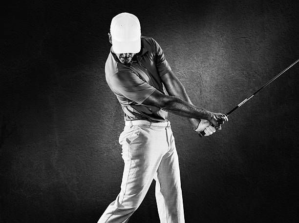 B&W Golfer stock photo