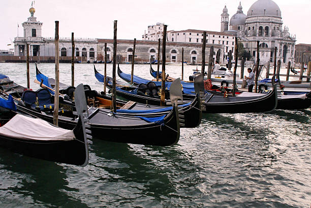 Gondolas on the Grand Canal in Venice stock photo