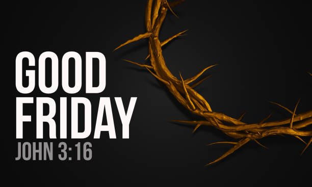 Good Friday John 3:16 Gold Crown of Thorns 3D Rendering Good Friday John 3:16 Gold Crown of Thorns 3D Rendering good friday stock pictures, royalty-free photos & images