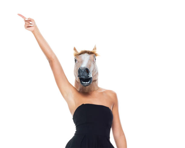 Good looking and beautiful black female wearing a black dress Good looking and beautiful black female wearing a black dress horse mask photos stock pictures, royalty-free photos & images