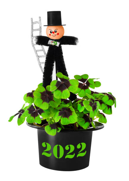 Good Luck symbol and clover 2022 stock photo