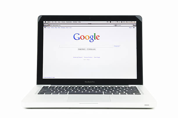 Google Search Engine Home Page on MacBook Pro stock photo