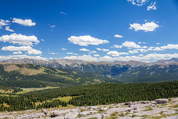 Gore Range, Colorado Rockies from Shrine Mountain hiking trail stock photo