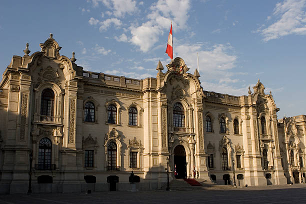 Government Palace on the Plaza de Armas, Lima,Peru stock photo