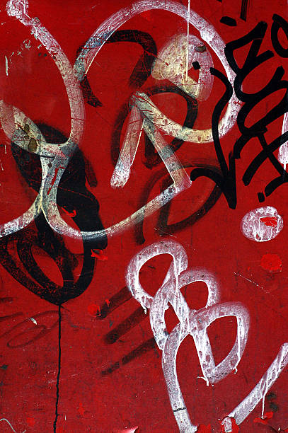 graffiti on red wall stock photo