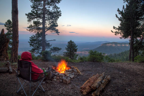 Grand Canyon Campfire stock photo