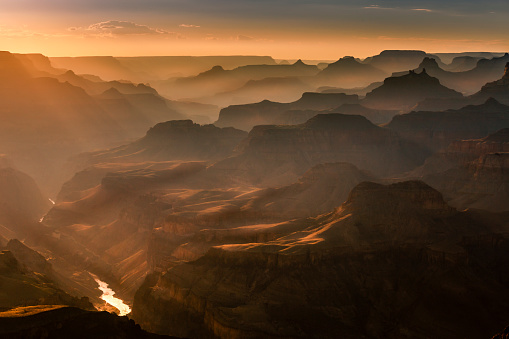 Grand Canyon south rim, Colorado River at sunset – Arizona, USA
