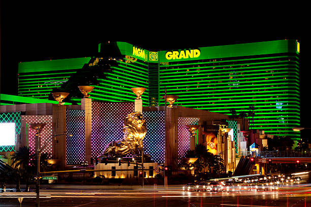 MGM Grand hotel casino in Las Vegas at night  las vegas hotel stock pictures, royalty-free photos & images