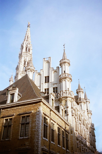 Brussels Town Hall at the Grand Place or Grote Markt is the central square of Brussels, Belgium