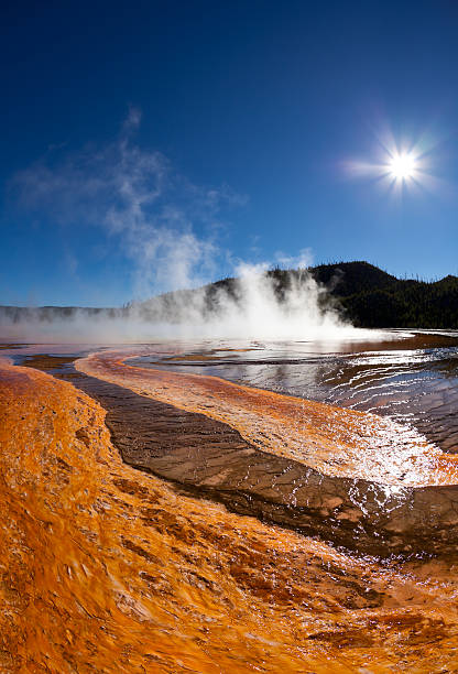 Grand Prismatic Geyser in Yellowstone National Park stock photo