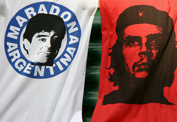 Graphic T-Shirts With Maradona and Che Guevara stock photo