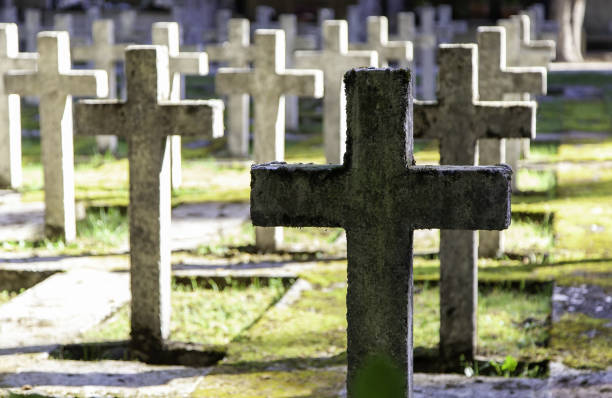Graves with crosses stock photo