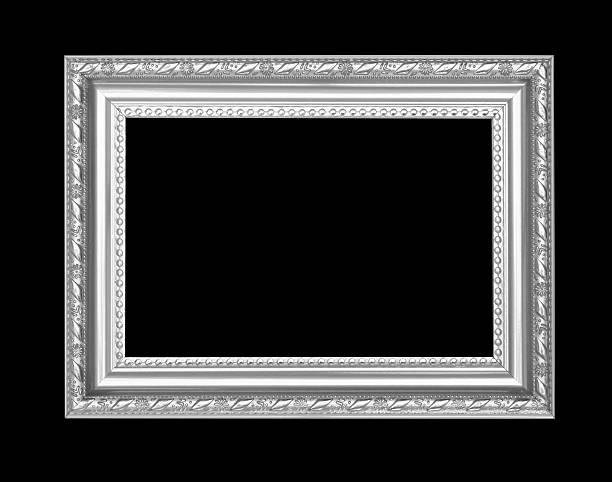 Gray antique frame isolated on black background Gray antique frame isolated on black background mirror object photos stock pictures, royalty-free photos & images