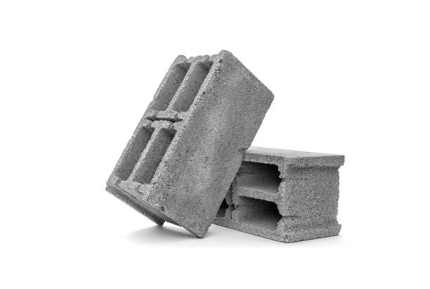Gray cement cinder block stock photo