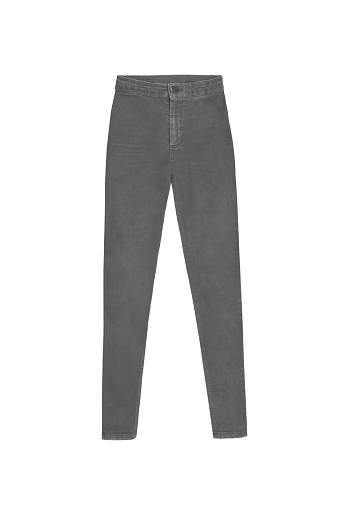 Graue Highwaist Skinny Jeans Hose Isoliert Auf Weissem Hintergrund Stockfoto Und Mehr Bilder Von Damenmode Istock