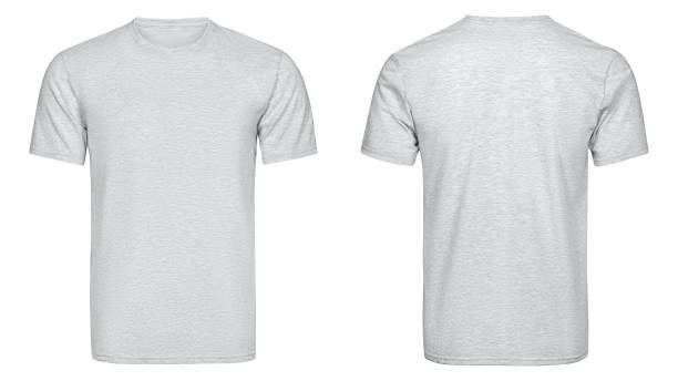 Gray t-shirt, clothes Gray t-shirt, clothes on isolated white background shirt stock pictures, royalty-free photos & images