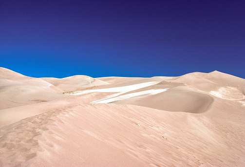 Great Sand Dunes NM - Dunes Beneath Deep Blue Sky - 1977. Scanned from Kodachrome slide.