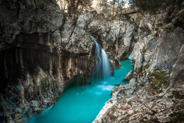 Great Soca Gorge in Slovenia stock photo