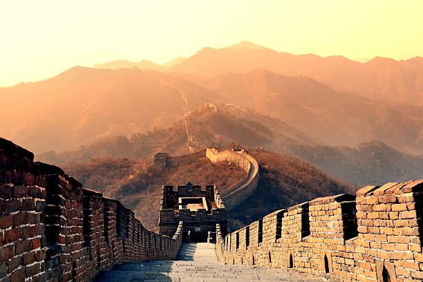 Great Wall morning Great Wall in the morning with sunrise and colorful sky in Beijing, China. mutianyu stock pictures, royalty-free photos & images