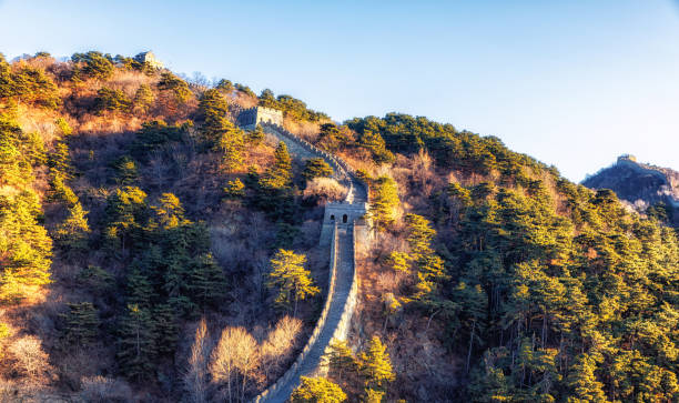 Great Wall of China, Mutianyu, China. Famous Great Wall of China, section Mutianyu, located nearby Beijing city mutianyu stock pictures, royalty-free photos & images