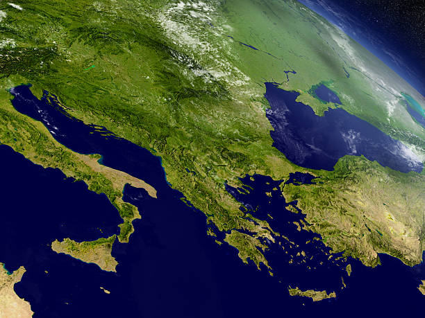 Greece from space stock photo