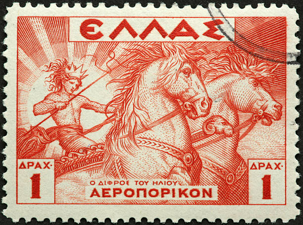 Greek god on a chariot stock photo