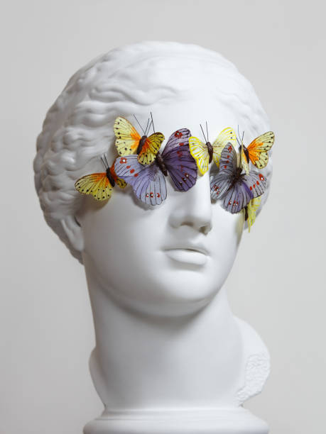 Greek Goddess with butterflies stock photo